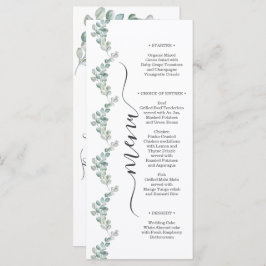 Menú Rustic Watercolor Eucalyptus Greenery Wedding