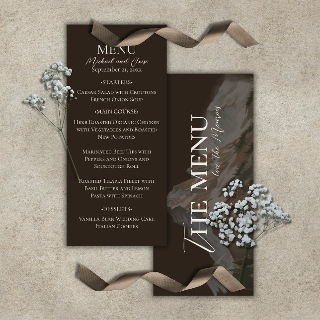 Menú Rustic Watercolor Mountain Landscape Wedding (Rustic Watercolor Mountain Landscape Wedding Menu)