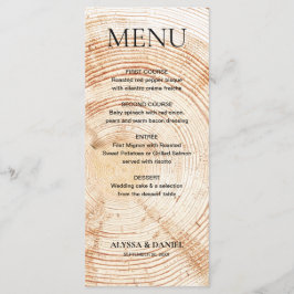 Menú Rustic Wedding Woodland tree bark Grain