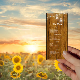 Menú Rustic Wood Mason Jar Hanging Lights Dinner