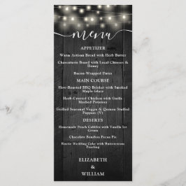 Menú Rústica String ilumina a Boda de madera de grano n