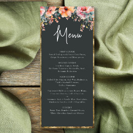 Menú Rústico Boda verde de marco dorado floral