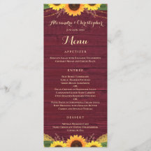 Rústico Burgundy Wood Ilumina Lace Sunflower Boda