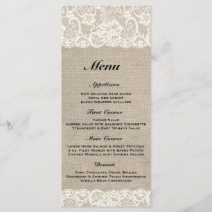 Menú rústico de la arpillera y de la boda del