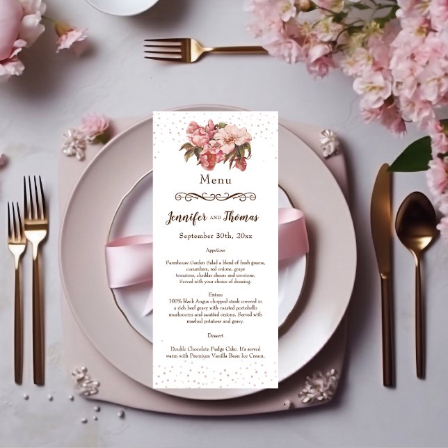 Menú Rústico Floral Borgoña Boda (Subido por el creador)