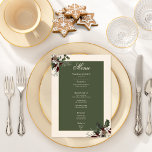 Menú Rústico invierno Berries y Boda de crema de pino<br><div class="desc">Presentamos nuestro encantador menú de bodas de invierno, donde la elegancia atemporal se une a la belleza de la temporada. El rico fondo crema, artísticamente angustiado con acentos blancos suaves, le da un tono cautivador a su día especial. En la zona de texto verde sabio oscuro, los detalles del menú...</div>