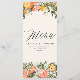 Menú rústico moderno y botánico de Citrus naranja