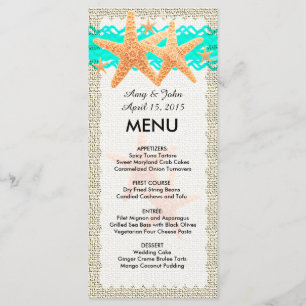 Menú rústico starfish1 del boda de las estrellas