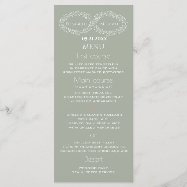 Menú Sabor infinito botánico simple romántico elegante (Anverso)