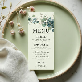 Menú Sage Green Eucalyptus Elegant Boho Wedding