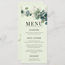Menú Sage Green Eucalyptus Elegant Boho Wedding