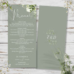 Menú Sage Green Floral Greeneration Monograma Boda Cena<br><div class="desc">Este elegante sage verde floral vegetación botánica deja el menú boda puede ser personalizado con su información en tipografía de moda con sus iniciales en monograma al revés. Diseñado por Thisisnotme©</div>