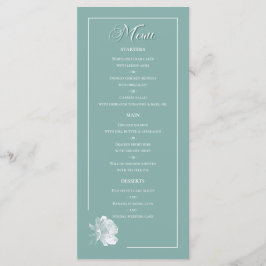 Menú Sage Green Line Art Rose Dinner Dishes Wedding