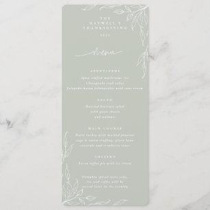 Menú Sage Leaf Motif Día de Acción de Gracias Plano 4 C