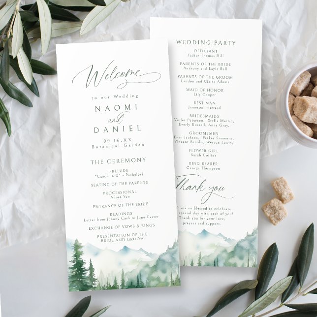 Menú Sage Mountain Forest Rustic Wedding Programs (Sage Mountain Forest Rustic Wedding Programs)