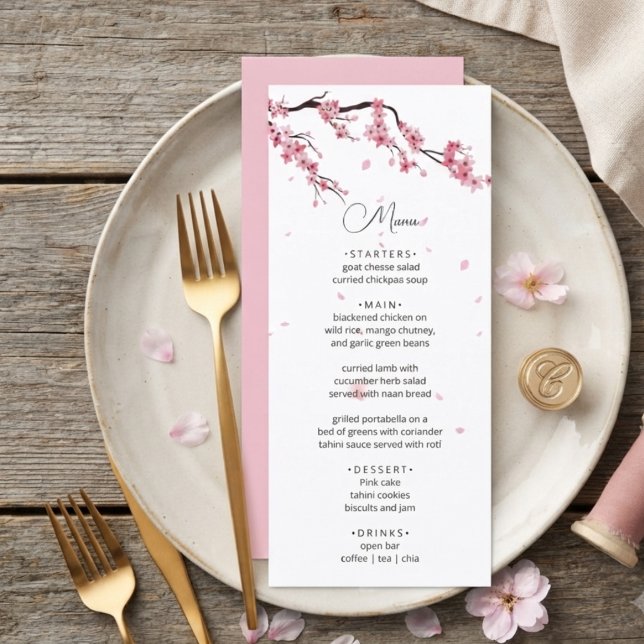 Menú Sakura de Cerezo Rosa Acuarela Moderna  (Subido por el creador)