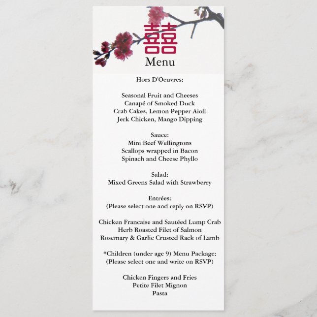 Menú Sakura de Doble Felicidad para dar la bienven (Anverso)