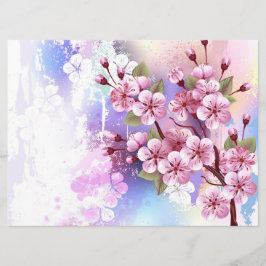 Menú Sakura rosa sobre fondo de pintura