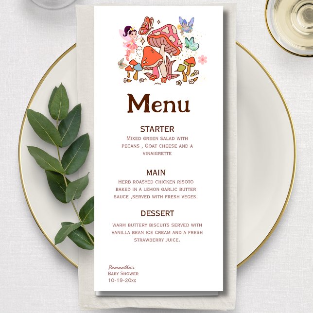 Menú Salón de baño encantado de hadas minimal primer cu (Menu fairy enchanted)