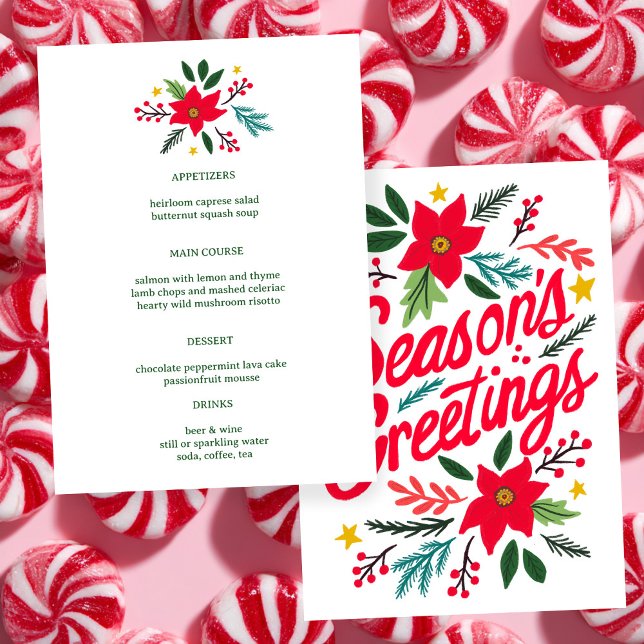 Menú SALUDOS DE TEMPORADA Navidad COSTUMBRE Fiesta (SEASONS GREETINGS Christmas CUSTOM Holiday Menu
)