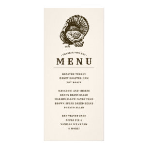 Menú salvaje de la cena de la acción de gracias 