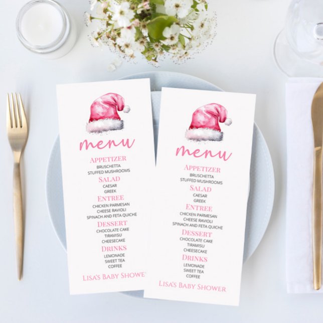 Menú Santa Baby Pink Snowowy Santa Hat Baby Shower Food (Subido por el creador)