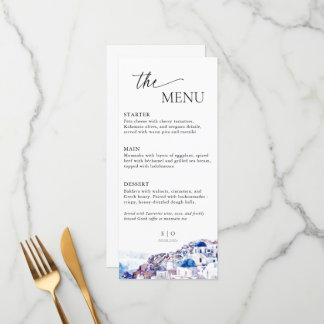 Menú Santorini Grecia Boda destino verano