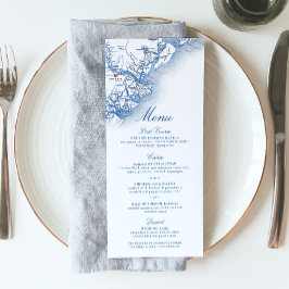 Menú Savannah GA Map Elegant Navy Blue Boda