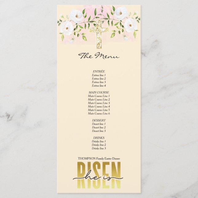 Menú Se Levanta Cita Religiosa Cristiana Pascua De Aren (Anverso)