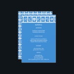 Menú Seashell Grid Beach Wedding Blue White PERSONALIZA<br><div class="desc">Una carta muy atractiva para un boda divertido. ¡La mano hizo arte para ti! Perfecto para un boda, una ducha de novia junto al mar, una fiesta de soltera, una fiesta de compromiso o un cumpleaños. ¡TODO PERSONALIZABLE! Haga clic en "Personalizar" para editar el texto. Haga clic en "editar usando...</div>