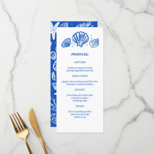 Menú Seashells Frame Beach Wedding PERSONALIZADO Fiesta