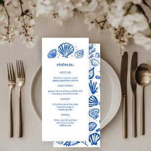 Menú Seashells Frame Beach Wedding PERSONALIZADO Fiesta