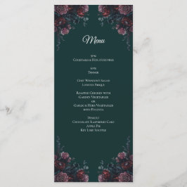 Menú Selva Oscura Verde Elegante Boda Maroon Mauve