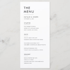 Menú Sencilla comida elegante blanca y negra para la ce