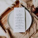 Menú sencillo de recepción Boho Wedding<br><div class="desc">Se trata de un moderno menú boda de boho con un diseño minimalista y un tipo de letra único. Todos los colores son editables. // Para encontrar diseños coincidentes, busque "LENNOX" en la tienda Sincerely By Nicole Zazzle. * Si te gusta este diseño pero no lo ves disponible para algo...</div>