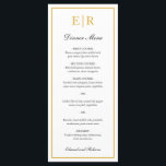 Menú Sencillo Elegante Monograma de Boda Formal Dorado<br><div class="desc">Elegante menú de boda con su monograma y un borde en falso oro. Los encabezados y sus nombres están en caligrafía. Estos menús de boda sencillos y clásicos son ideales para una boda formal.</div>