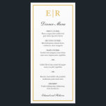 Menú Sencillo Elegante Monograma de Boda Formal Dorado<br><div class="desc">Elegante menú de boda con su monograma y un borde en falso oro. Los encabezados y sus nombres están en caligrafía. Estos menús de boda sencillos y clásicos son ideales para una boda formal.</div>
