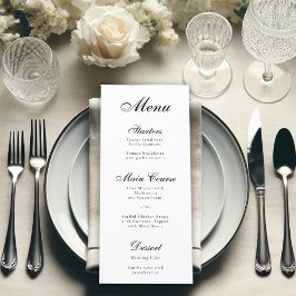 Menú Sencillo guión elegante en blanco y negro Minimali