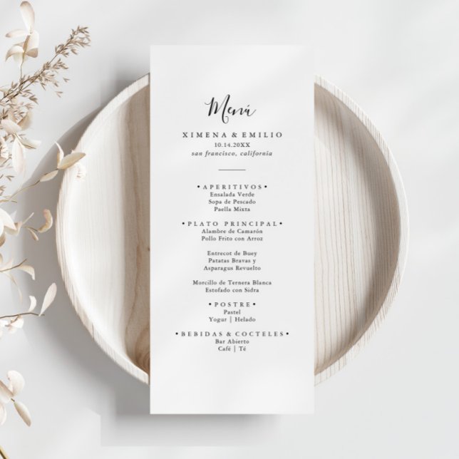 Menú Sencillo y Minimalista de Boda española (Subido por el creador)