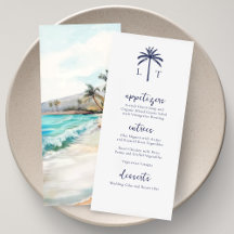 Serenidad en la Playa Monograma de Boda Tropical