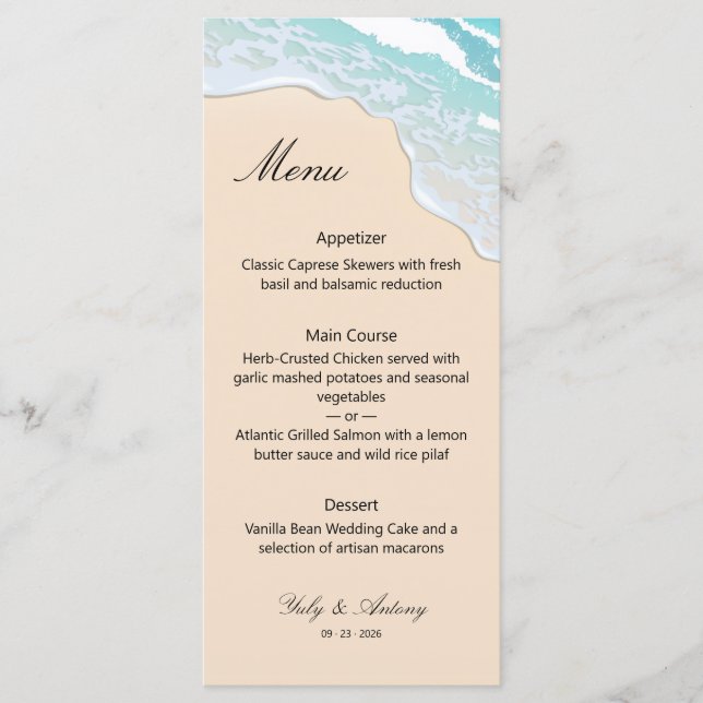 Menú Servicio de Catering para Cena de Recepción en Tur (Anverso)