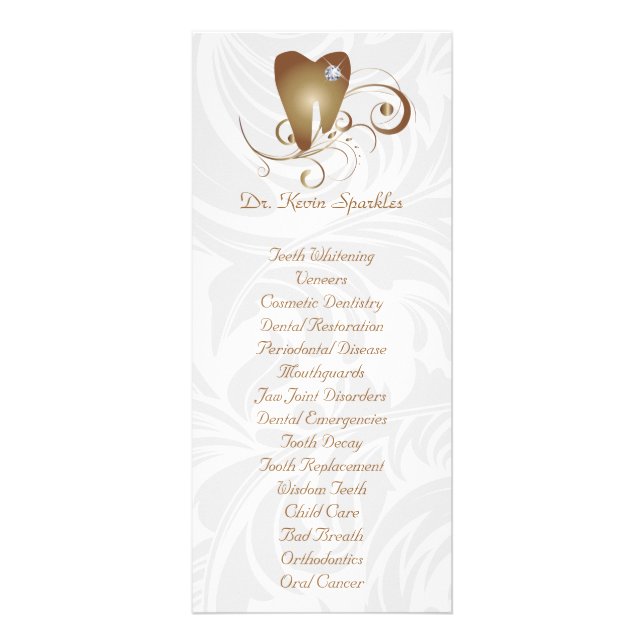 Menú Servicio Dental Brochure Gold Diamond Tooth (Frente)