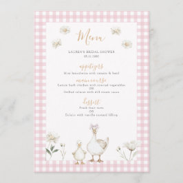 Menú Silly Goose Whimsical Pink Bow Baby Shower