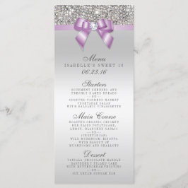 Menú Silver Sequin Lilac Bow Sweet 16