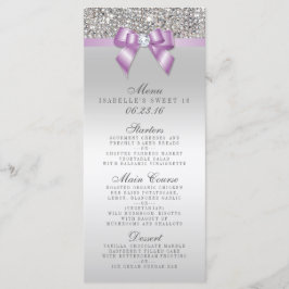 Menú Silver Sequin Lilac Bow Sweet 16