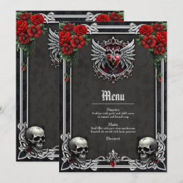 Menú Simbiosis gótica, corazón elegante y cráneos