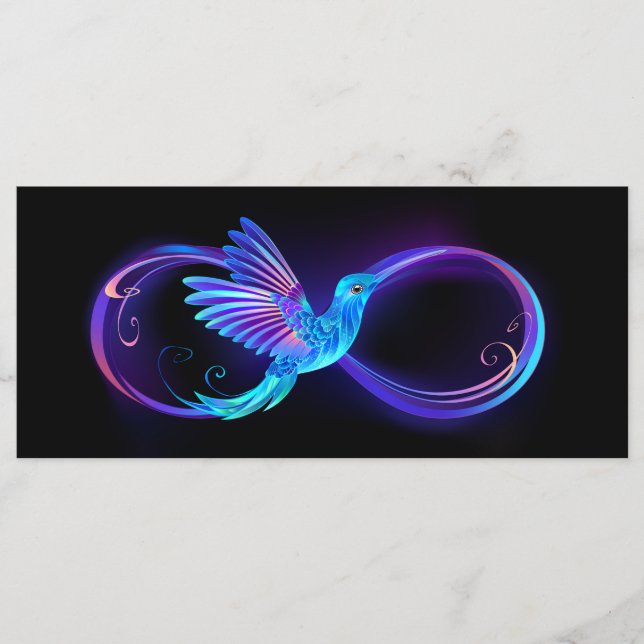 Menú Símbolo de infinito neón con colibrí brillante (Anverso)