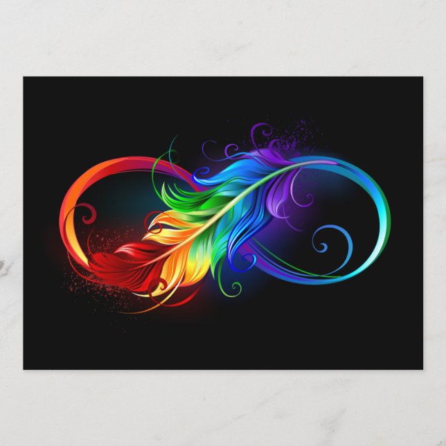 Menú Símbolo infinito con plumas arcoiris (Anverso)