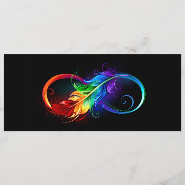 Menú Símbolo infinito con plumas arcoiris (Anverso)