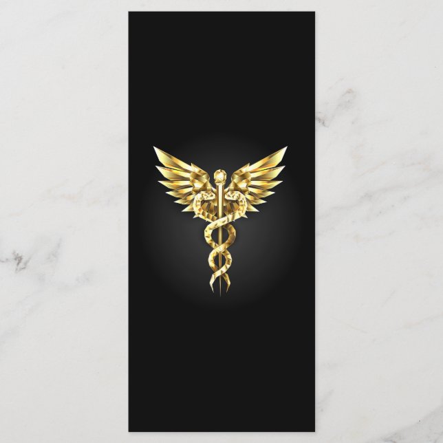Menú Símbolo poligonal de oro Caduceus (Anverso)